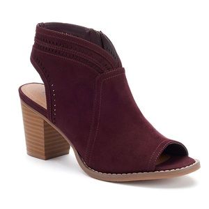 Sonoma Maroon Peep Toe Bootie With Zipper - Size 9